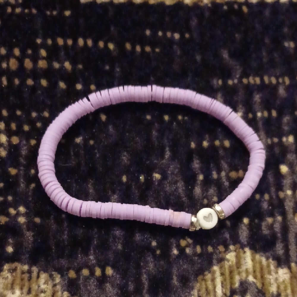 $4 Add-on New Purple Beaded Bracelet with Heart Charm